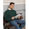 image:imageCOOFANDY Mens Crewneck Pullover Sweaters Business Casual Long Sleeve Slim Fit Sweater Chunky Cable Knit SweaterLake Green