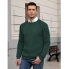 image:imageCOOFANDY Mens Crewneck Pullover Sweaters Business Casual Long Sleeve Slim Fit Sweater Chunky Cable Knit SweaterLake Green