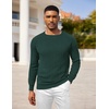image:imageCOOFANDY Mens Crewneck Pullover Sweaters Business Casual Long Sleeve Slim Fit Sweater Chunky Cable Knit SweaterLake Green