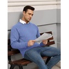 image:imageCOOFANDY Mens Crewneck Pullover Sweaters Business Casual Long Sleeve Slim Fit Sweater Chunky Cable Knit SweaterLight Blue