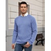 image:imageCOOFANDY Mens Crewneck Pullover Sweaters Business Casual Long Sleeve Slim Fit Sweater Chunky Cable Knit SweaterLight Blue