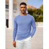 image:imageCOOFANDY Mens Crewneck Pullover Sweaters Business Casual Long Sleeve Slim Fit Sweater Chunky Cable Knit SweaterLight Blue