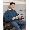 image:imageCOOFANDY Mens Crewneck Pullover Sweaters Business Casual Long Sleeve Slim Fit Sweater Chunky Cable Knit SweaterNavy Blue