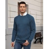image:imageCOOFANDY Mens Crewneck Pullover Sweaters Business Casual Long Sleeve Slim Fit Sweater Chunky Cable Knit SweaterNavy Blue