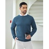 image:imageCOOFANDY Mens Crewneck Pullover Sweaters Business Casual Long Sleeve Slim Fit Sweater Chunky Cable Knit SweaterNavy Blue