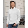 image:imageCOOFANDY Mens Crewneck Pullover Sweaters Business Casual Long Sleeve Slim Fit Sweater Chunky Cable Knit SweaterWhite