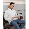 image:imageCOOFANDY Mens Crewneck Pullover Sweaters Business Casual Long Sleeve Slim Fit Sweater Chunky Cable Knit SweaterWhite