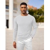 image:imageCOOFANDY Mens Crewneck Pullover Sweaters Business Casual Long Sleeve Slim Fit Sweater Chunky Cable Knit SweaterWhite