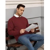 image:imageCOOFANDY Mens Crewneck Pullover Sweaters Business Casual Long Sleeve Slim Fit Sweater Chunky Cable Knit SweaterWine Red