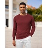 image:imageCOOFANDY Mens Crewneck Pullover Sweaters Business Casual Long Sleeve Slim Fit Sweater Chunky Cable Knit SweaterWine Red