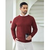 image:imageCOOFANDY Mens Crewneck Pullover Sweaters Business Casual Long Sleeve Slim Fit Sweater Chunky Cable Knit SweaterWine Red