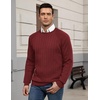 image:imageCOOFANDY Mens Crewneck Pullover Sweaters Business Casual Long Sleeve Slim Fit Sweater Chunky Cable Knit SweaterWine Red