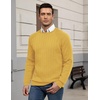image:imageCOOFANDY Mens Crewneck Pullover Sweaters Business Casual Long Sleeve Slim Fit Sweater Chunky Cable Knit SweaterYellow