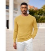 image:imageCOOFANDY Mens Crewneck Pullover Sweaters Business Casual Long Sleeve Slim Fit Sweater Chunky Cable Knit SweaterYellow