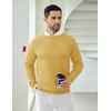 image:imageCOOFANDY Mens Crewneck Pullover Sweaters Business Casual Long Sleeve Slim Fit Sweater Chunky Cable Knit SweaterYellow