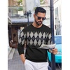 image:imageCOOFANDY Mens Crewneck Sweater Pullover Knit Sweater Lightweight Sweaters with Ribbing EdgeArgyle  Black