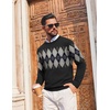 image:imageCOOFANDY Mens Crewneck Sweater Pullover Knit Sweater Lightweight Sweaters with Ribbing EdgeArgyle  Black