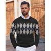 image:imageCOOFANDY Mens Crewneck Sweater Pullover Knit Sweater Lightweight Sweaters with Ribbing EdgeArgyle  Black