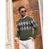 image:imageCOOFANDY Mens Crewneck Sweater Pullover Knit Sweater Lightweight Sweaters with Ribbing EdgeArgyle  Green