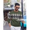 image:imageCOOFANDY Mens Crewneck Sweater Pullover Knit Sweater Lightweight Sweaters with Ribbing EdgeArgyle  Green
