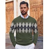 image:imageCOOFANDY Mens Crewneck Sweater Pullover Knit Sweater Lightweight Sweaters with Ribbing EdgeArgyle  Green