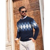 image:imageCOOFANDY Mens Crewneck Sweater Pullover Knit Sweater Lightweight Sweaters with Ribbing EdgeArgyle  Navy Blue