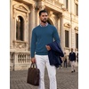 image:imageCOOFANDY Mens Crewneck Sweater Pullover Knit Sweater Lightweight Sweaters with Ribbing EdgeBlue