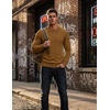 image:imageCOOFANDY Mens Crewneck Sweater Pullover Knit Sweater Lightweight Sweaters with Ribbing EdgeLight Brown