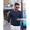 image:imageCOOFANDY Mens Crewneck Sweater Pullover Knit Sweater Lightweight Sweaters with Ribbing EdgeNavy Blue