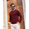 image:imageCOOFANDY Mens Crewneck Sweater Pullover Knit Sweater Lightweight Sweaters with Ribbing EdgeWine Red