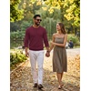 image:imageCOOFANDY Mens Crewneck Sweater Pullover Knit Sweater Lightweight Sweaters with Ribbing EdgeWine Red