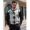 image:imageCOOFANDY Mens Crewneck Sweaters Long Sleeve Dress Knit Sweater Lightweight Slim Fit Pullover SweatersBlack Argyle