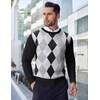 image:imageCOOFANDY Mens Crewneck Sweaters Long Sleeve Dress Knit Sweater Lightweight Slim Fit Pullover SweatersBlack Argyle