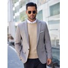 image:imageCOOFANDY Mens Crewneck Sweaters Long Sleeve Dress Knit Sweater Lightweight Slim Fit Pullover SweatersCamel