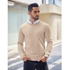 image:imageCOOFANDY Mens Crewneck Sweaters Long Sleeve Dress Knit Sweater Lightweight Slim Fit Pullover SweatersCamel