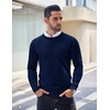 image:imageCOOFANDY Mens Crewneck Sweaters Long Sleeve Dress Knit Sweater Lightweight Slim Fit Pullover SweatersDark Blue