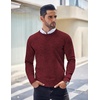 image:imageCOOFANDY Mens Crewneck Sweaters Long Sleeve Dress Knit Sweater Lightweight Slim Fit Pullover SweatersDark RedBlack Twotone Colors