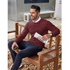 image:imageCOOFANDY Mens Crewneck Sweaters Long Sleeve Dress Knit Sweater Lightweight Slim Fit Pullover SweatersDark RedBlack Twotone Colors