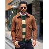 image:imageCOOFANDY Mens Crewneck Sweaters Long Sleeve Dress Knit Sweater Lightweight Slim Fit Pullover SweatersGreenApricot Stripe