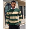 image:imageCOOFANDY Mens Crewneck Sweaters Long Sleeve Dress Knit Sweater Lightweight Slim Fit Pullover SweatersGreenApricot Stripe