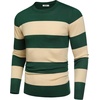 image:imageCOOFANDY Mens Crewneck Sweaters Long Sleeve Dress Knit Sweater Lightweight Slim Fit Pullover SweatersGreenApricot Stripe