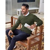 image:imageCOOFANDY Mens Crewneck Sweaters Long Sleeve Dress Knit Sweater Lightweight Slim Fit Pullover SweatersGreenBlack Twotone Colors