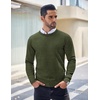 image:imageCOOFANDY Mens Crewneck Sweaters Long Sleeve Dress Knit Sweater Lightweight Slim Fit Pullover SweatersGreenBlack Twotone Colors