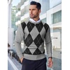 image:imageCOOFANDY Mens Crewneck Sweaters Long Sleeve Dress Knit Sweater Lightweight Slim Fit Pullover SweatersGrey Argyle