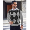 image:imageCOOFANDY Mens Crewneck Sweaters Long Sleeve Dress Knit Sweater Lightweight Slim Fit Pullover SweatersGrey Argyle