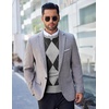 image:imageCOOFANDY Mens Crewneck Sweaters Long Sleeve Dress Knit Sweater Lightweight Slim Fit Pullover SweatersGrey Argyle