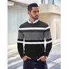 image:imageCOOFANDY Mens Crewneck Sweaters Long Sleeve Dress Knit Sweater Lightweight Slim Fit Pullover SweatersGreyBlack