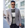image:imageCOOFANDY Mens Crewneck Sweaters Long Sleeve Dress Knit Sweater Lightweight Slim Fit Pullover SweatersGreyWhite
