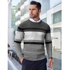 image:imageCOOFANDY Mens Crewneck Sweaters Long Sleeve Dress Knit Sweater Lightweight Slim Fit Pullover SweatersGreyWhite