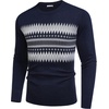 image:imageCOOFANDY Mens Crewneck Sweaters Long Sleeve Dress Knit Sweater Lightweight Slim Fit Pullover SweatersNavy BlueGrey White Jacquard